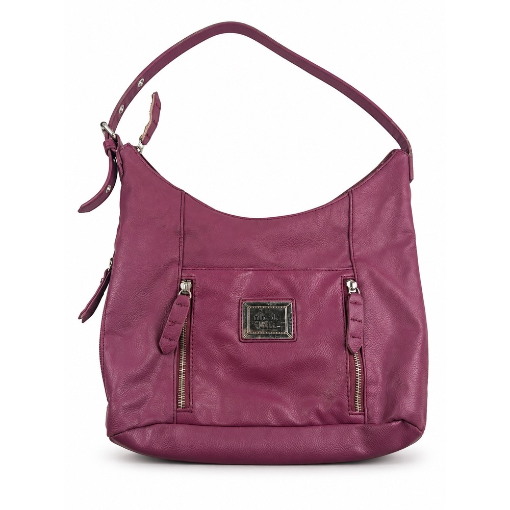 Nicole Miller Vintage Y2K Magenta Pebbled Faux Leather Hobo Shoulder Bag Purse